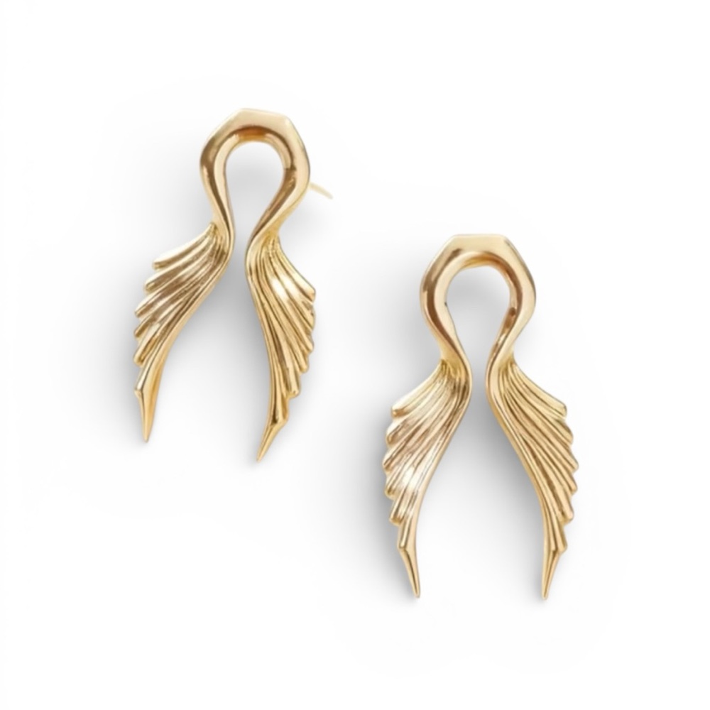 Gold Exaggerated Angel Wings Earrings